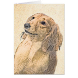 Dachshund (Longhaired) Painting - Original Dog Art Cards