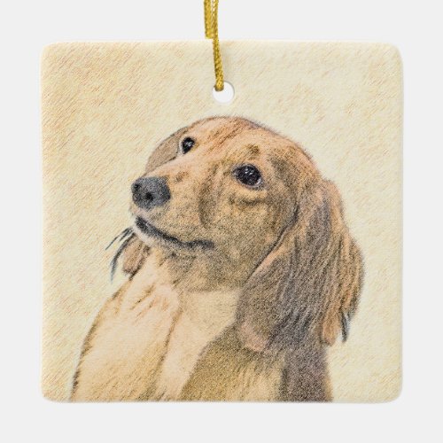 Dachshund Longhaired Painting _ Original Dog Art Ceramic Ornament