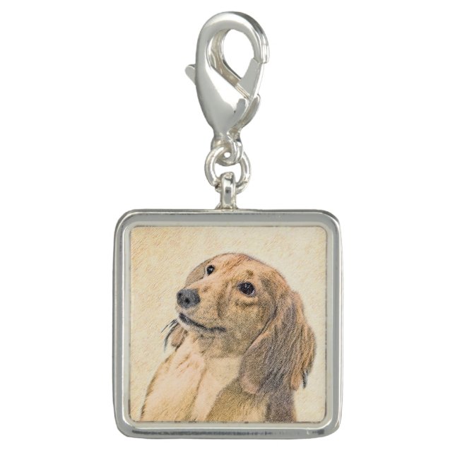 Dachshund (Longhaired) Painting - Original Dog Art Charm (Front)