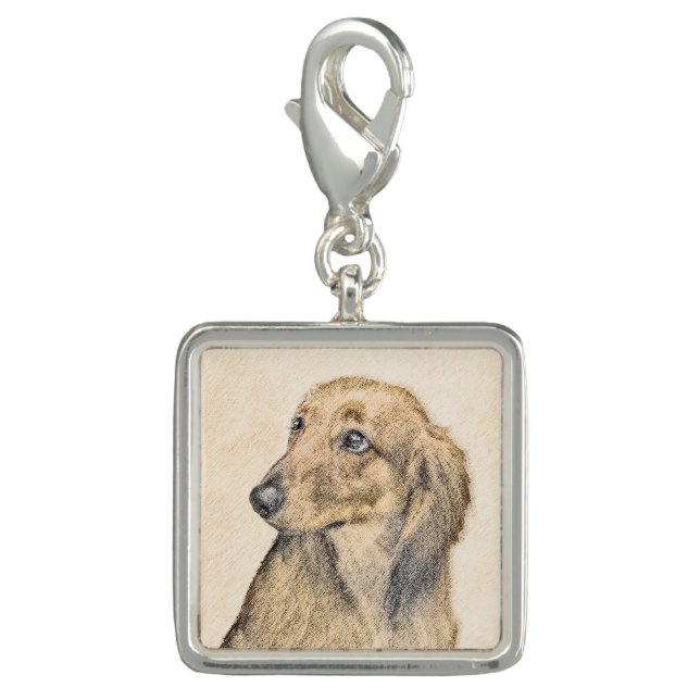 Dachshund (Longhaired) Painting - Original Dog Art Charm (Front)