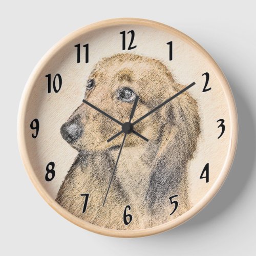 Dachshund Longhaired Painting Original Dog Art Clock