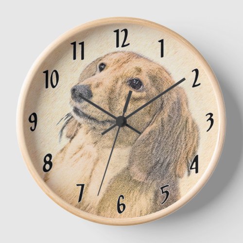Dachshund Longhaired Painting _ Original Dog Art Clock