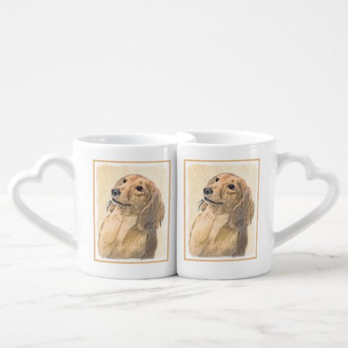 Dachshund Longhaired Painting _ Original Dog Art Coffee Mug Set