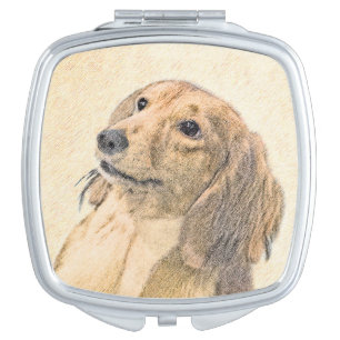Dachshund (Longhaired) Painting - Original Dog Art Compact Mirror