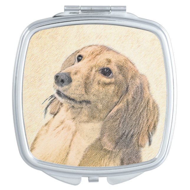 Dachshund (Longhaired) Painting - Original Dog Art Compact Mirror (Front)