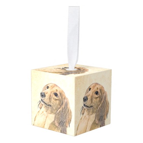 Dachshund Longhaired Painting _ Original Dog Art Cube Ornament