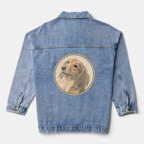 Dachshund Longhaired Painting _ Original Dog Art Denim Jacket