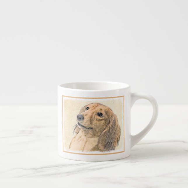 Dachshund (Longhaired) Painting - Original Dog Art Espresso Cup (Right)