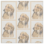 Dachshund (Longhaired) Painting - Original Dog Art Fabric