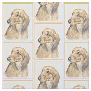Dachshund (Longhaired) Painting - Original Dog Art Fabric