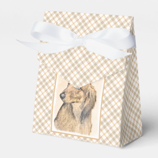 Dachshund (Longhaired) Painting - Original Dog Art Favor Boxes (Front Side)