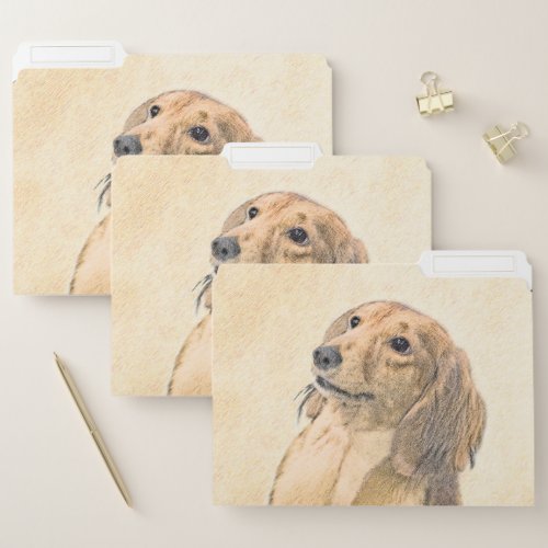 Dachshund Longhaired Painting _ Original Dog Art File Folder
