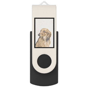 Dachshund (Longhaired) Painting - Original Dog Art Flash Drive