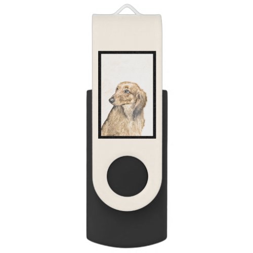 Dachshund Longhaired Painting _ Original Dog Art Flash Drive