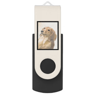 Dachshund (Longhaired) Painting - Original Dog Art Flash Drive