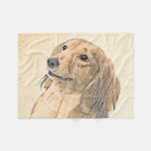 Dachshund (Longhaired) Painting - Original Dog Art Fleece Blanket