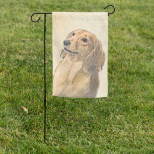 Dachshund (Longhaired) Painting - Original Dog Art Garden Flag