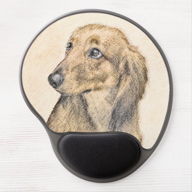 Dachshund (Longhaired) Painting - Original Dog Art Gel Mouse Pad (Front)