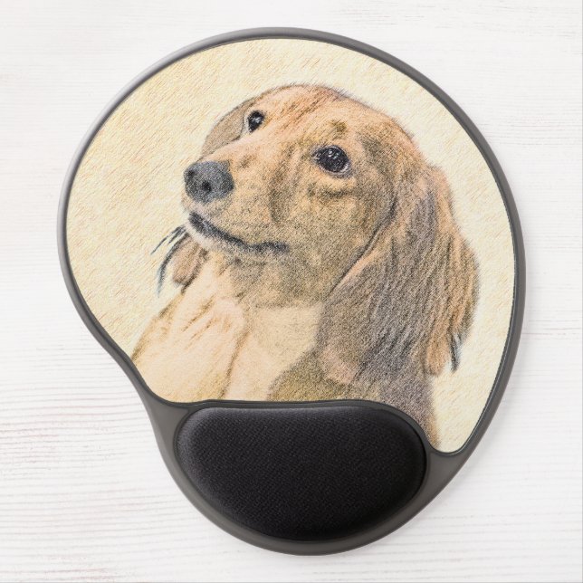Dachshund (Longhaired) Painting - Original Dog Art Gel Mouse Pad (Front)