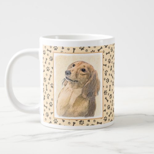 Dachshund Longhaired Painting _ Original Dog Art Giant Coffee Mug