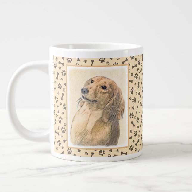 Dachshund (Longhaired) Painting - Original Dog Art Giant Coffee Mug (Left)