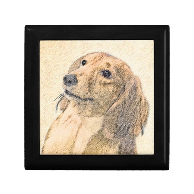 Dachshund (Longhaired) Painting - Original Dog Art Gift Box (Front)