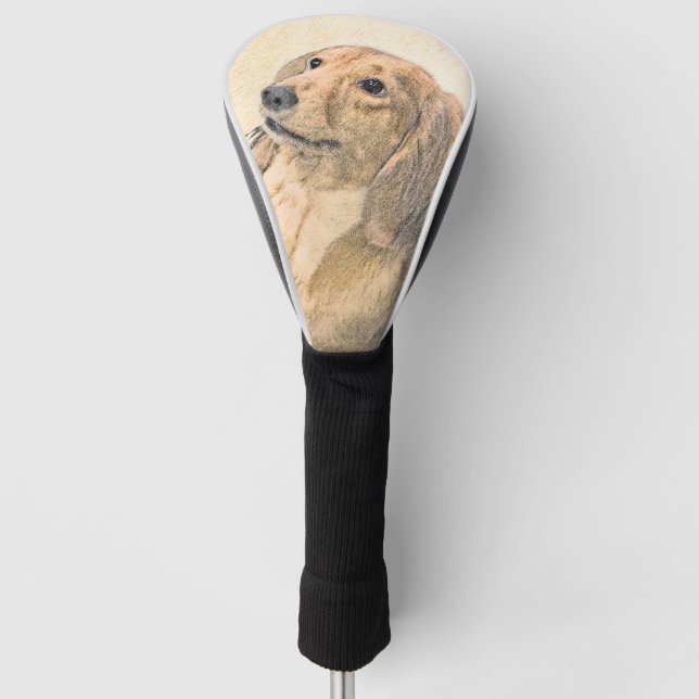 Dachshund (Longhaired) Painting - Original Dog Art Golf Head Cover (Front)