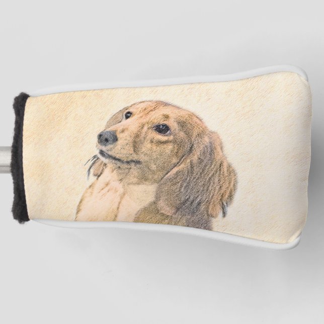 Dachshund (Longhaired) Painting - Original Dog Art Golf Head Cover (Front)
