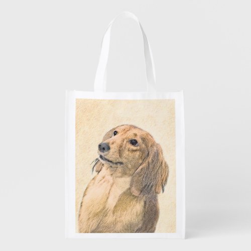 Dachshund Longhaired Painting _ Original Dog Art Grocery Bag