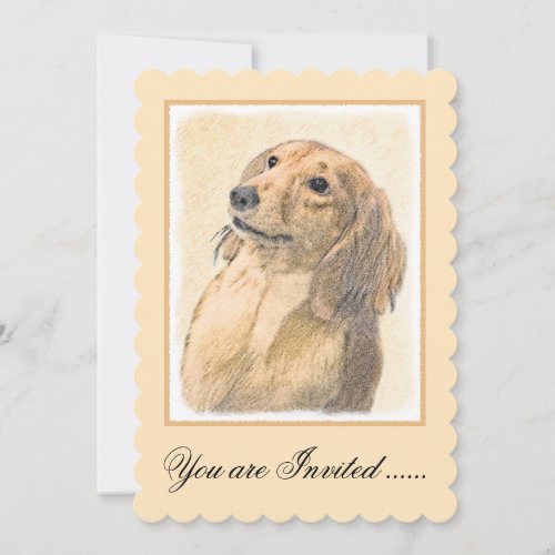 Dachshund Longhaired Painting _ Original Dog Art Invitation