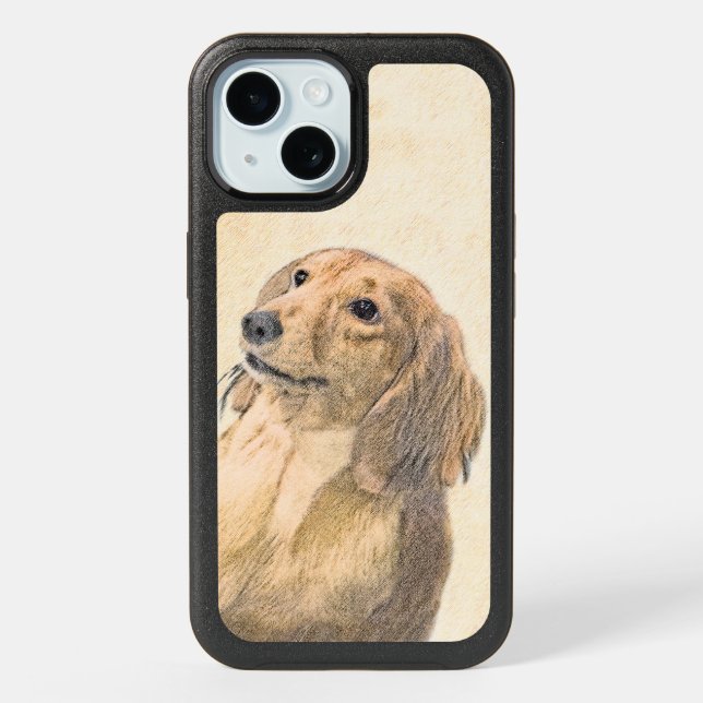 Dachshund (Longhaired) Painting - Original Dog Art iPhone 15 Case (Back)
