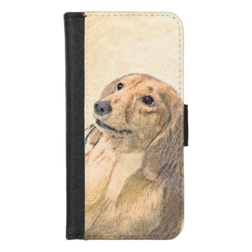 Dachshund Longhaired Painting _ Original Dog Art iPhone 87 Wallet Case