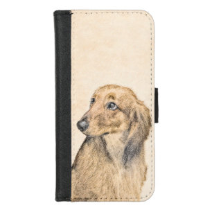 Dachshund (Longhaired) Painting - Original Dog Art iPhone 8/7 Wallet Case
