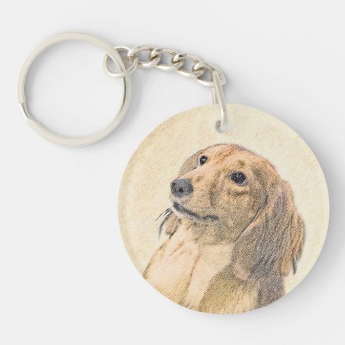 Dachshund Longhaired Painting _ Original Dog Art Keychain