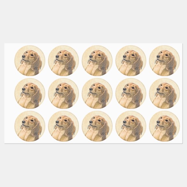 Dachshund (Longhaired) Painting - Original Dog Art Labels (Sheet)