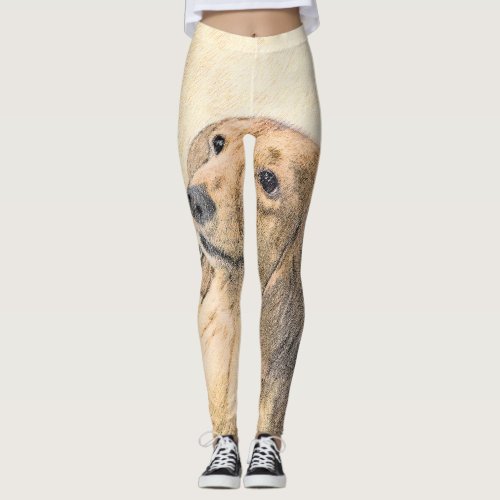Dachshund Longhaired Painting _ Original Dog Art Leggings