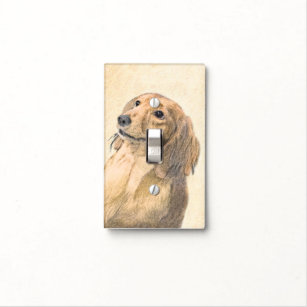 Dachshund (Longhaired) Painting - Original Dog Art Light Switch Cover