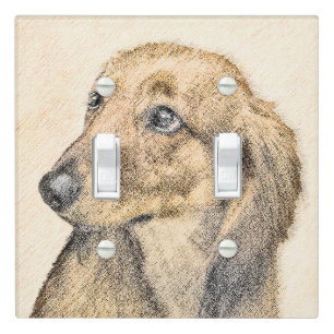 Dachshund (Longhaired) Painting - Original Dog Art Light Switch Cover