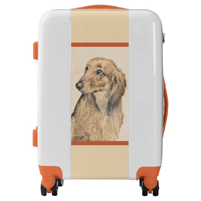 Dachshund (Longhaired) Painting - Original Dog Art Luggage (Front)