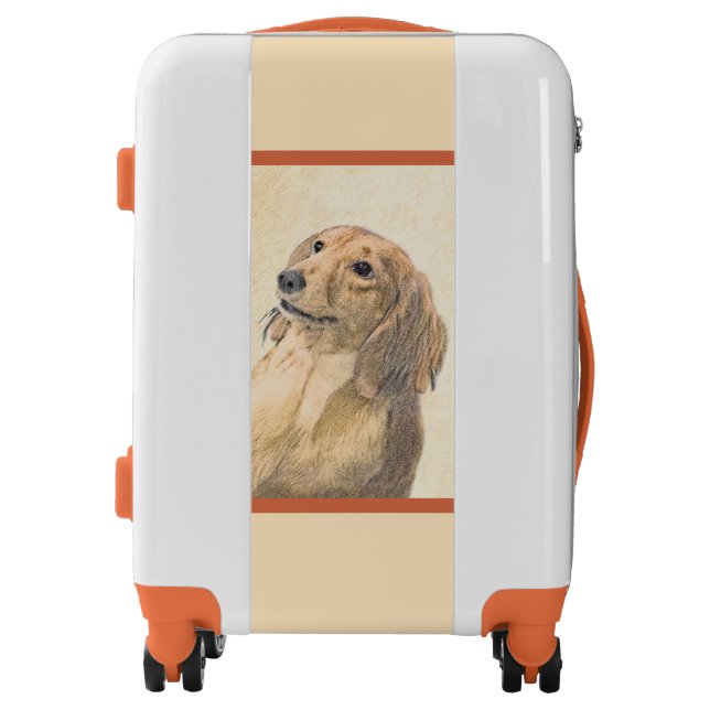 Dachshund (Longhaired) Painting - Original Dog Art Luggage (Front)