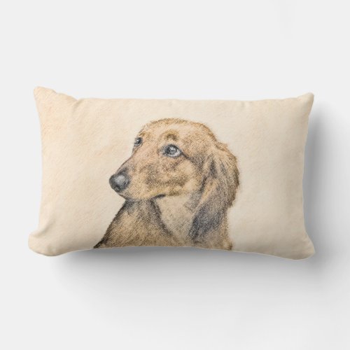 Dachshund Longhaired Painting _ Original Dog Art Lumbar Pillow