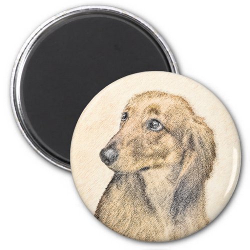 Dachshund Longhaired Painting _ Original Dog Art Magnet
