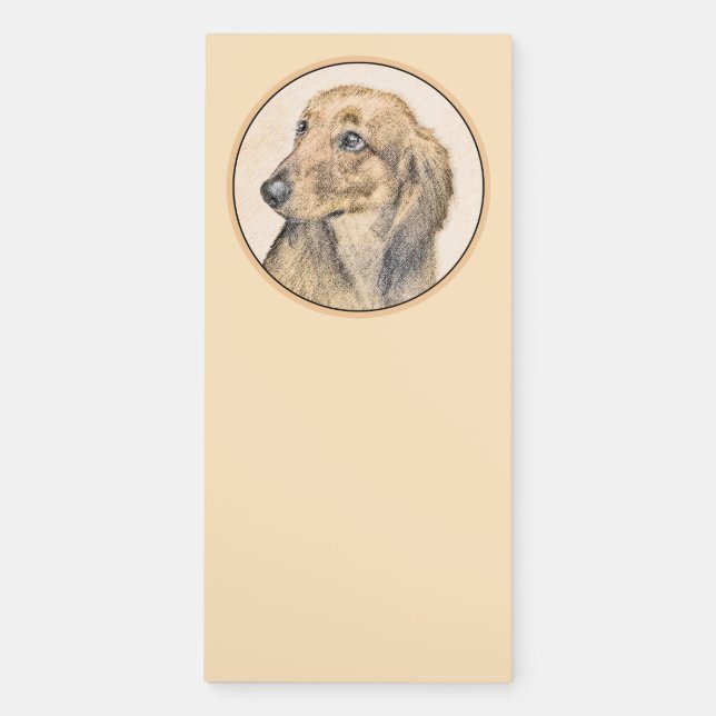 Dachshund (Longhaired) Painting - Original Dog Art Magnetic Notepad (Front)
