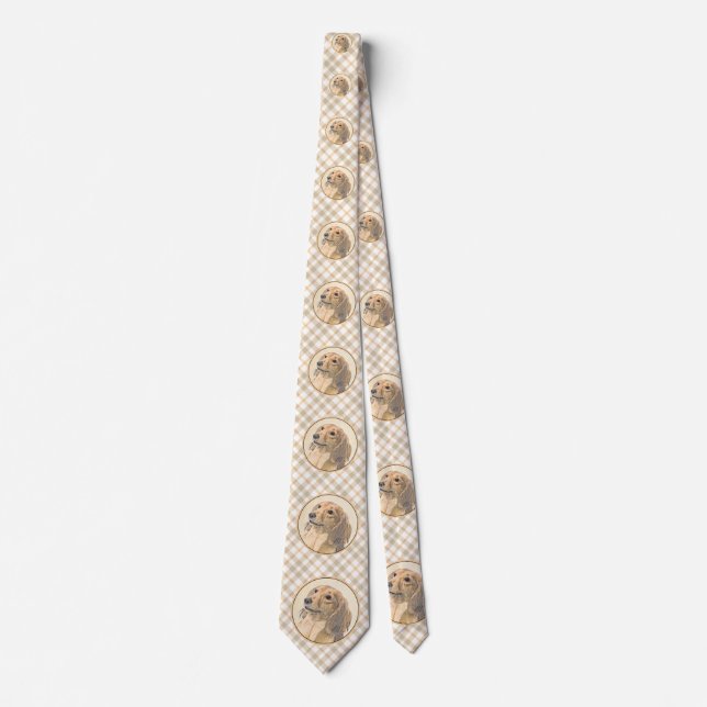 Dachshund (Longhaired) Painting - Original Dog Art Neck Tie (Front)
