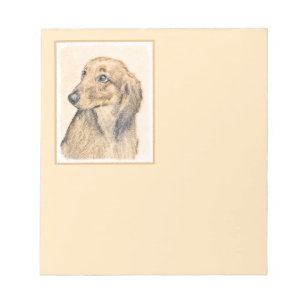 Dachshund (Longhaired) Painting - Original Dog Art Notepad