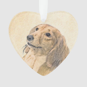 Dachshund (Longhaired) Painting - Original Dog Art Ornament