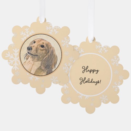 Dachshund Longhaired Painting _ Original Dog Art Ornament Card