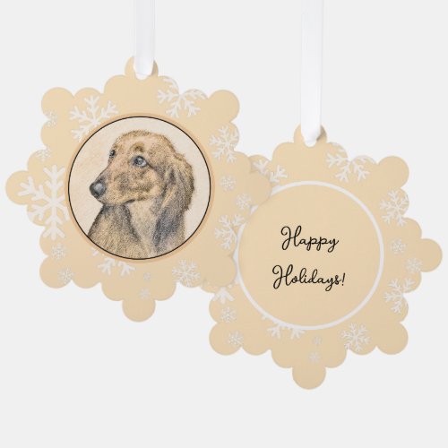 Dachshund Longhaired Painting Original Dog Art Ornament Card
