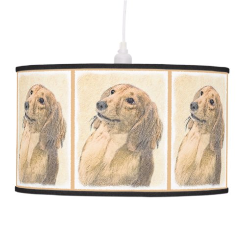 Dachshund Longhaired Painting _ Original Dog Art Pendant Lamp