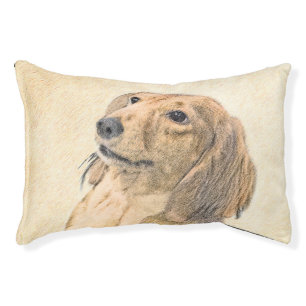 Dachshund (Longhaired) Painting - Original Dog Art Pet Bed